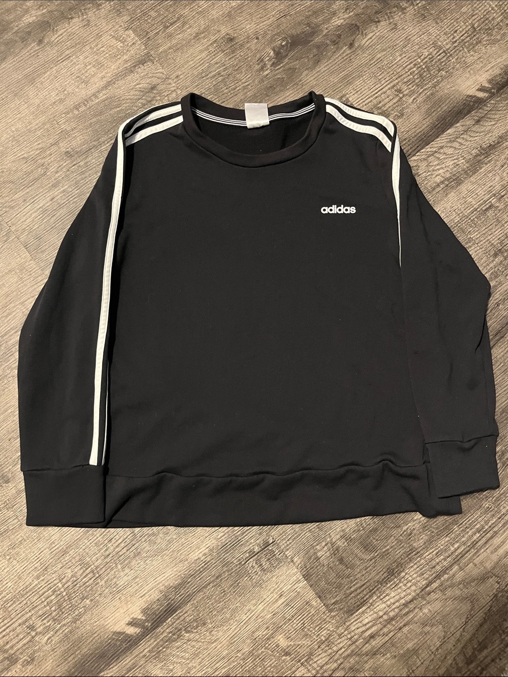 adidas Black Sweatshirt with White Shoulder Stripes